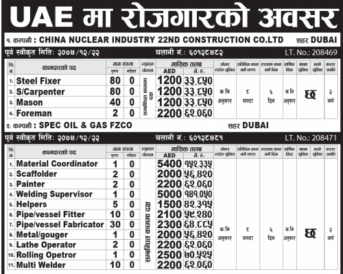 uae job demand from china nuclear industry  nepali workers