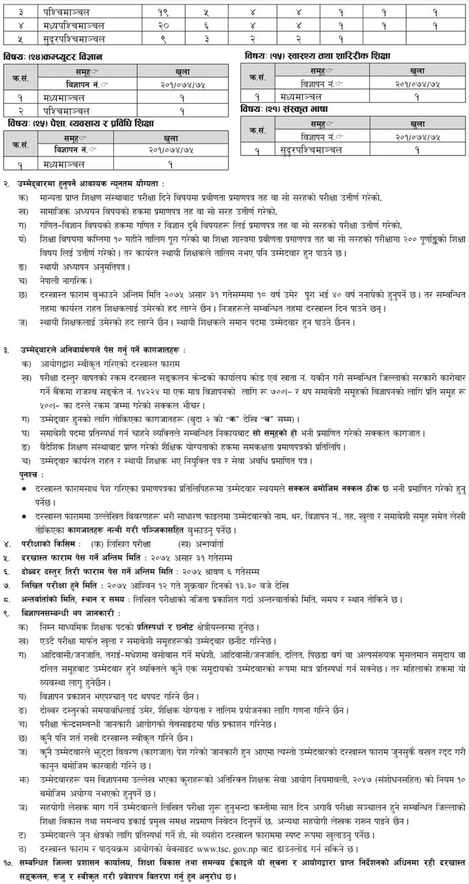 teachers   lower secondary level jobs in nepal government