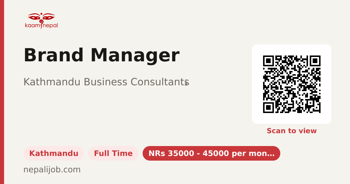Nrs Approach Brand Manager - Kathmandu Business Consultants | KaamNepal