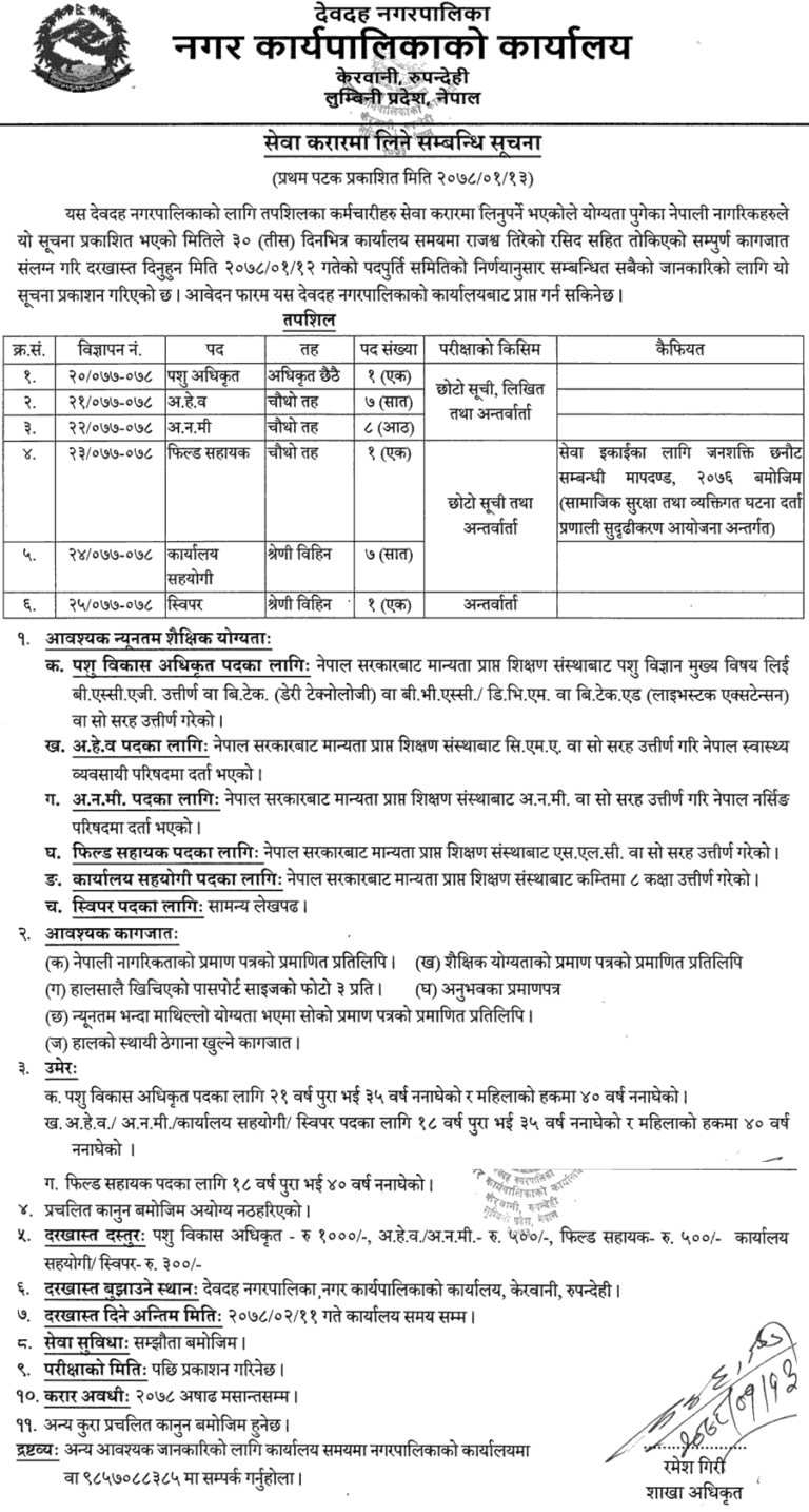 job-vacancy-in-devdaha-nagarpalika-job-vacancy-for-field-assistant