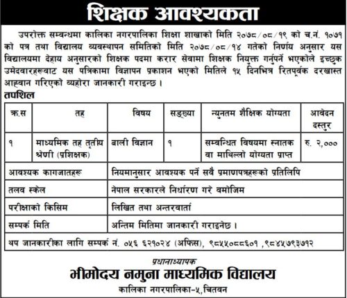 job-vacancy-in-bhimodaya-namuna-secondary-school-job-vacancy-for